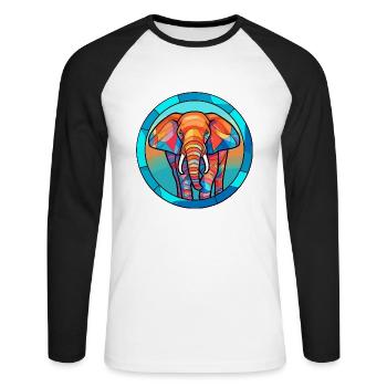 Elefant Buntes Glas Bunte Karikatur Kawaii Ani - Unisex Baseballshirt langarm - Weiß/Schwarz - Vorne - Nik (191cm)