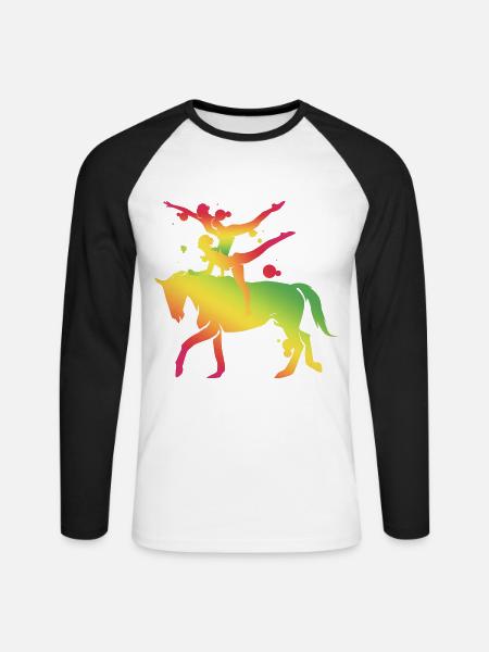Grazile Voltigierakrobatik Teampferd - Unisex Baseballshirt langarm - Weiß/Schwarz