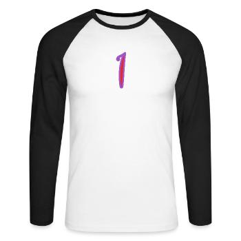 1 - Unisex Long Sleeve Baseball T-Shirt - white/black - Front - Nik (191cm)