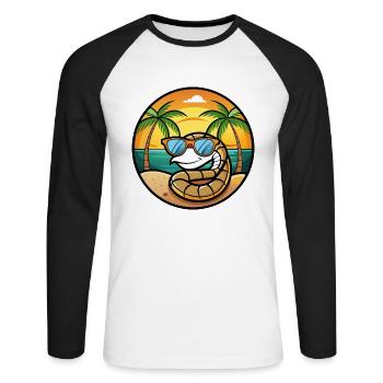 Serpent Drôle Dessin Animé Plage D’été Lunettes De Soleil Cool - T-shirt baseball manches longues Homme - blanc/noir - Devant - Nik (191cm)