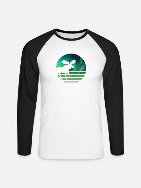 Elch - Unisex Baseballshirt langarm - Weiß/Schwarz