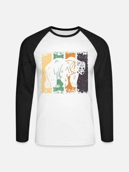 Bär - Unisex Baseballshirt langarm - Weiß/Schwarz