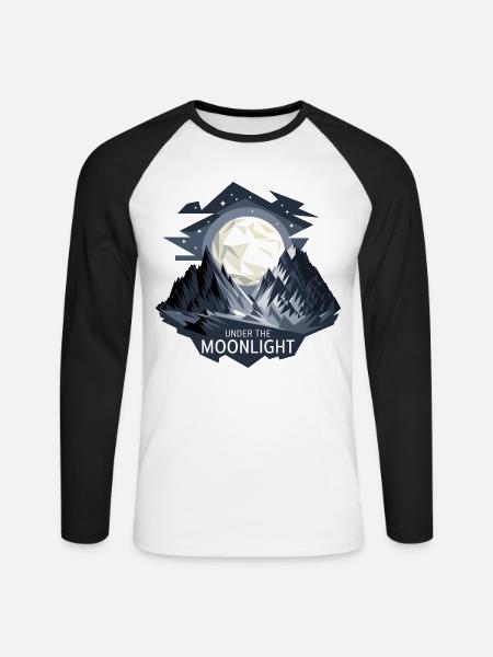 Under The Moonlight - Unisex Long Sleeve Baseball T-Shirt - white/black