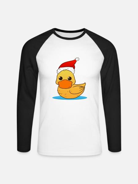 Christmas Duck - Unisex Baseballshirt langarm - Weiß/Schwarz