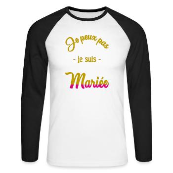 ICH KANN NICHT, ICH BIN VERHEIRATET - Unisex Baseballshirt langarm - Weiß/Schwarz - Vorne - Nik (191cm)