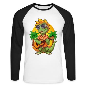 Lustige Eidechse Cartoon Sommer Strand Sonnenbrille - Unisex Baseballshirt langarm - Weiß/Schwarz - Vorne - Nik (191cm)