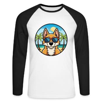 Chilenische Foxterrier Hunderasse Cartoon Sonnenbrille - Unisex Baseballshirt langarm - Weiß/Schwarz - Vorne - Nik (191cm)