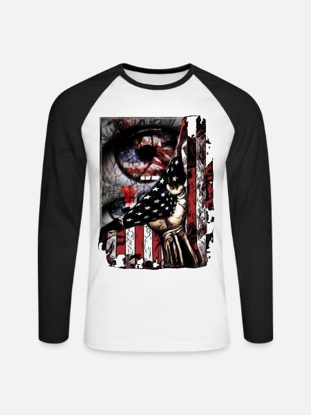 Flagge im Handgriff Kunst - Unisex Baseballshirt langarm - Weiß/Schwarz