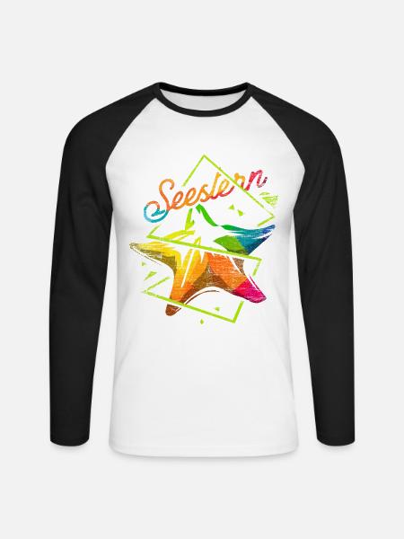Funkelnder Seestern Korallenriff - Unisex Baseballshirt langarm - Weiß/Schwarz