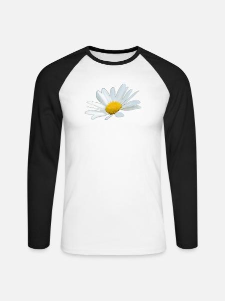 Margerite Gänseblume weiße Blume Margeriten - Unisex Baseballshirt langarm - Weiß/Schwarz