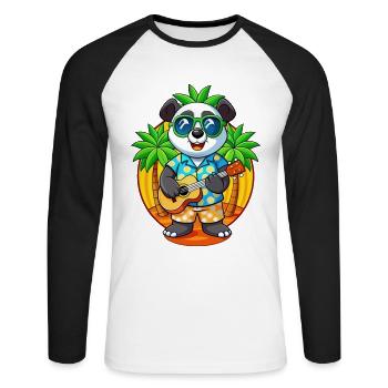 Lustige Panda Sommer Strand Sonnenbrille Hawaiianisch - Unisex Baseballshirt langarm - Weiß/Schwarz - Vorne - Nik (191cm)