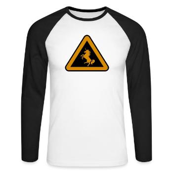Attention licorne, danger - T-shirt baseball manches longues Homme - blanc/noir - Devant - Nik (191cm)
