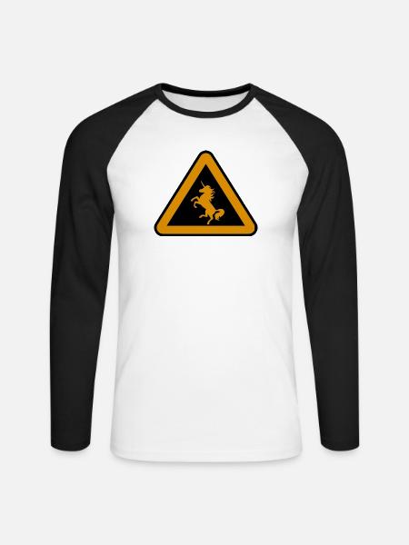 Achtung Einhorn, Gefahr - Unisex Baseballshirt langarm - Weiß/Schwarz