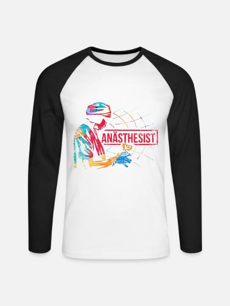 Ruhiger Anästhesist Operationssaal - Unisex Baseballshirt langarm - Weiß/Schwarz
