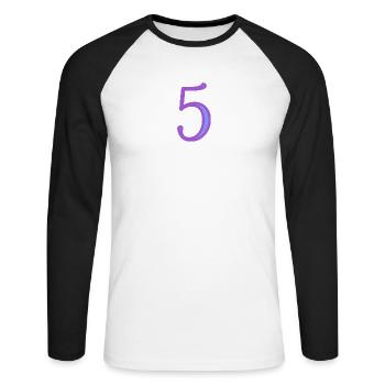 5. FIVE - Unisex Long Sleeve Baseball T-Shirt - white/black - Front - Nik (191cm)