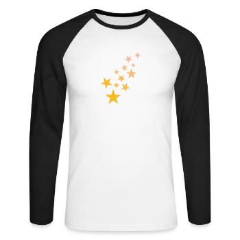 Stern Sternchen Muster Sternenhimmel - Unisex Baseballshirt langarm - Weiß/Schwarz - Vorne - Nik (191cm)