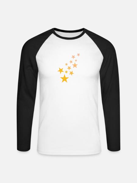 Star asterisk pattern starry sky - Unisex Long Sleeve Baseball T-Shirt - white/black