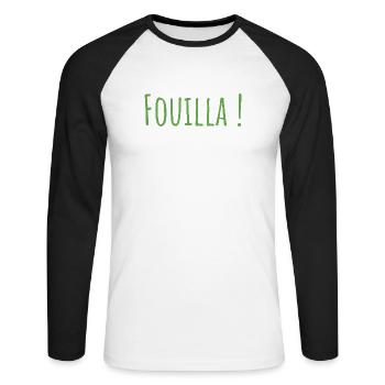Fouilla vert - T-shirt baseball manches longues Homme - blanc/noir - Devant - Nik (191cm)