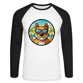 Cordoue Chien De Combat Race Dessin Animé Lunettes De Soleil Plage - T-shirt baseball manches longues Homme - blanc/noir - Devant - Nik (191cm)