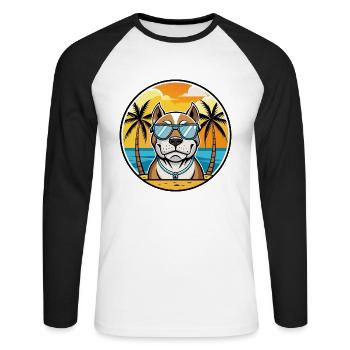 Bully Kutta Chien Race Dessin Animé Lunettes De Soleil Plage - T-shirt baseball manches longues Homme - blanc/noir - Devant - Nik (191cm)