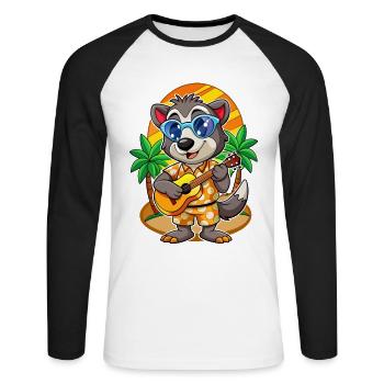 Lustige Dachs Cartoon Sommer Strand Sonnenbrille - Unisex Baseballshirt langarm - Weiß/Schwarz - Vorne - Nik (191cm)