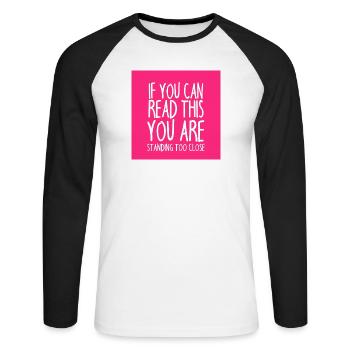 Mundschutz lustig Spruch - lustige Sprüche - Unisex Baseballshirt langarm - Weiß/Schwarz - Vorne - Nik (191cm)