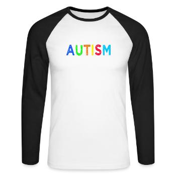 Regenbogen-Autismus: Eine Botschaft der Hoffnung - Unisex Baseballshirt langarm - Weiß/Schwarz - Vorne - Nik (191cm)