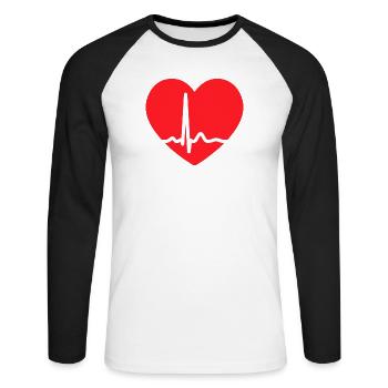 EKG-LEITUNG HERZ - Unisex Baseballshirt langarm - Weiß/Schwarz - Vorne - Nik (191cm)