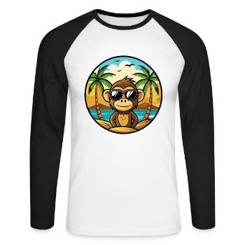 Affe Lustige Cartoon Sommer Strand Sonnenbrille Cool - Unisex Baseballshirt langarm - Weiß/Schwarz - Vorne - Nik (191cm)