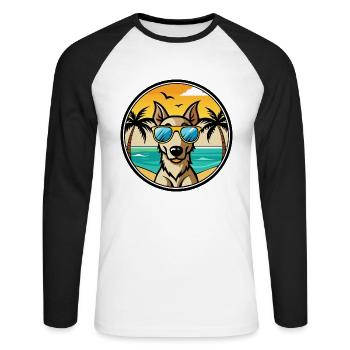 Lurcher Hund Rasse Cartoon Sonnenbrille Strand - Unisex Baseballshirt langarm - Weiß/Schwarz - Vorne - Nik (191cm)
