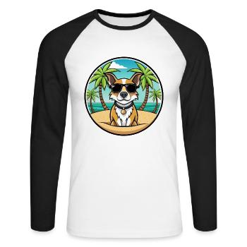 Braque Auvergne Hunderasse Cartoon Sonnenbrille Strand - Unisex Baseballshirt langarm - Weiß/Schwarz - Vorne - Nik (191cm)