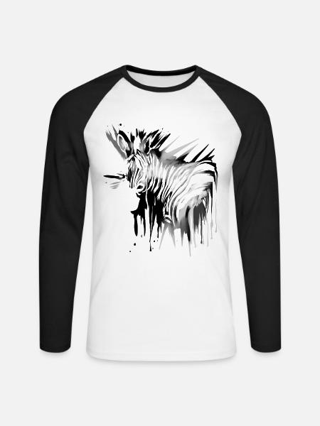 Zebra Schwarz Weiß Zebrastreifen - Unisex Baseballshirt langarm - Weiß/Schwarz