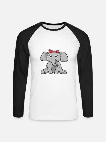 Elefant Elephant - Unisex Baseballshirt langarm - Weiß/Schwarz