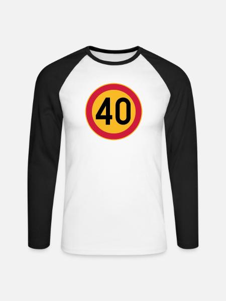 40 Limit / Tempolimit - Unisex Baseballshirt langarm - Weiß/Schwarz