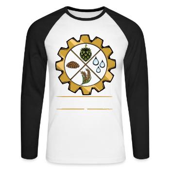 Beergineer Brau-Gear Emblem - Unisex Baseballshirt langarm - Weiß/Schwarz - Vorne - Nik (191cm)