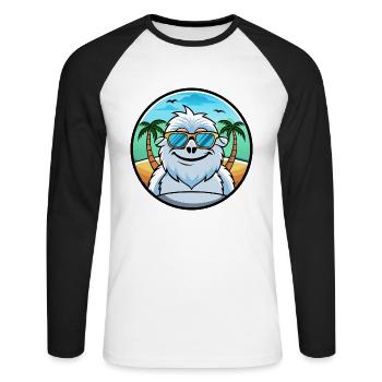 Yeti Lustige Cartoon Sommer Strand Sonnenbrille Aufkleber - Unisex Baseballshirt langarm - Weiß/Schwarz - Vorne - Nik (191cm)