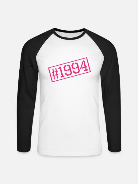 1994 - Unisex Baseballshirt langarm - Weiß/Schwarz
