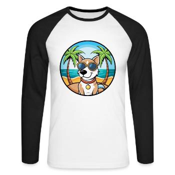 Ariege Pointer Hund Rasse Cartoon Sonnenbrille Strand - Unisex Baseballshirt langarm - Weiß/Schwarz - Vorne - Nik (191cm)