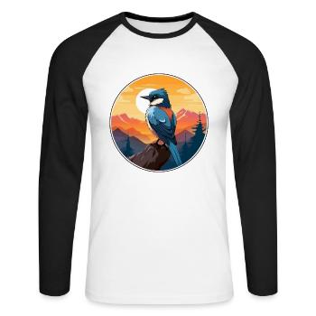 Jay Vogel Buntes Aquarell Cartoon Kawaii Tier - Unisex Baseballshirt langarm - Weiß/Schwarz - Vorne - Nik (191cm)