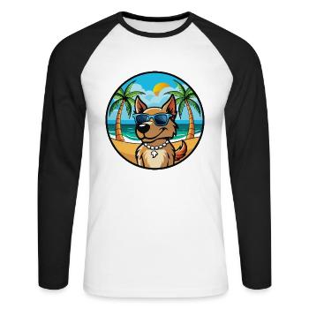 Magyar Agar Chien Race Dessin Animé Lunettes de soleil Plage - T-shirt baseball manches longues Homme - blanc/noir - Devant - Nik (191cm)