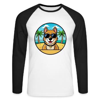 Alano Español Hunderasse Cartoon Sonnenbrille Strand - Unisex Baseballshirt langarm - Weiß/Schwarz - Vorne - Nik (191cm)