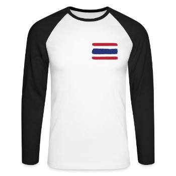 Drapeau de la Thaïlande look utilisé - T-shirt baseball manches longues Homme - blanc/noir - Devant - Nik (191cm)