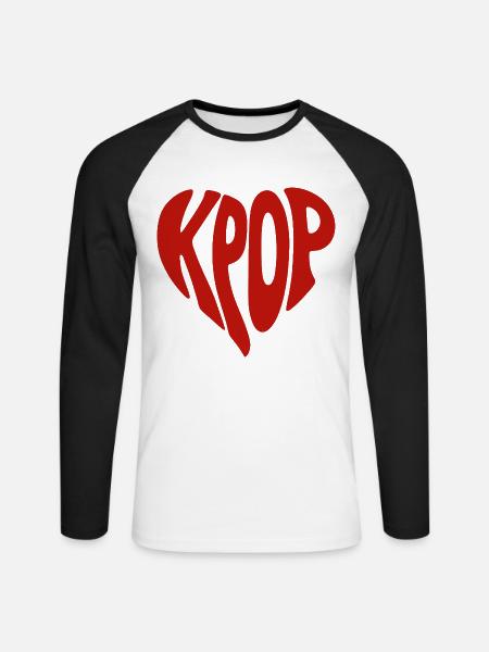 KPOP Herz Korea - Unisex Baseballshirt langarm - Weiß/Schwarz