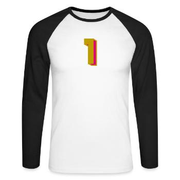 1. 1 JAHR. 1. JAHRESTAG - Unisex Baseballshirt langarm - Weiß/Schwarz - Vorne - Nik (191cm)