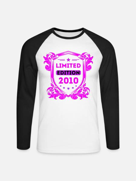 2010 - Unisex Baseballshirt langarm - Weiß/Schwarz