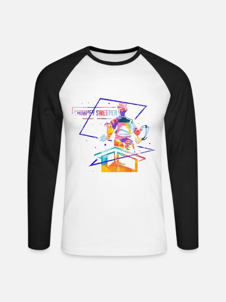 Flinker Schornsteinfeger Glücksbringer - Unisex Baseballshirt langarm - Weiß/Schwarz