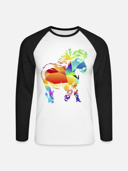 Zotteliges Shetlandpony Pferdemädchen - Unisex Baseballshirt langarm - Weiß/Schwarz