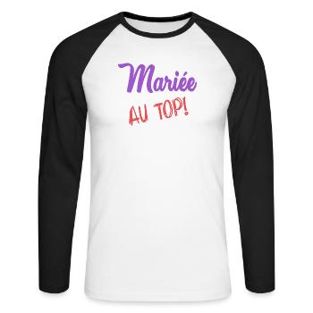 MARIEE - T-shirt baseball manches longues Homme - blanc/noir - Devant - Nik (191cm)