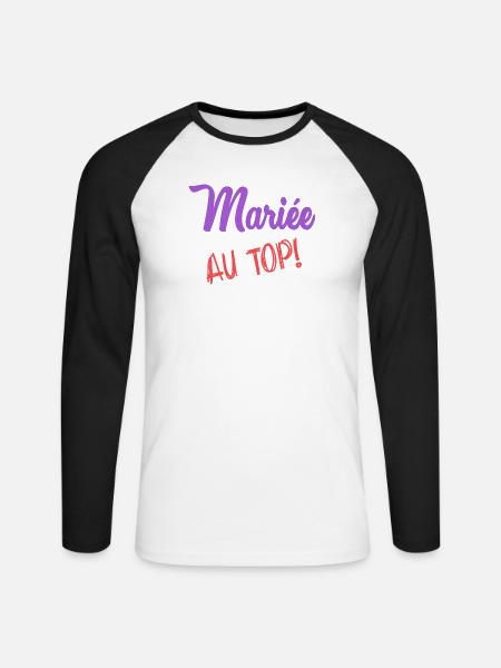 MARIEE - T-shirt baseball manches longues Homme - blanc/noir
