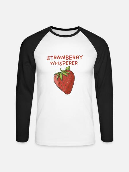 Erdbeeren Flüsterer - Unisex Baseballshirt langarm - Weiß/Schwarz